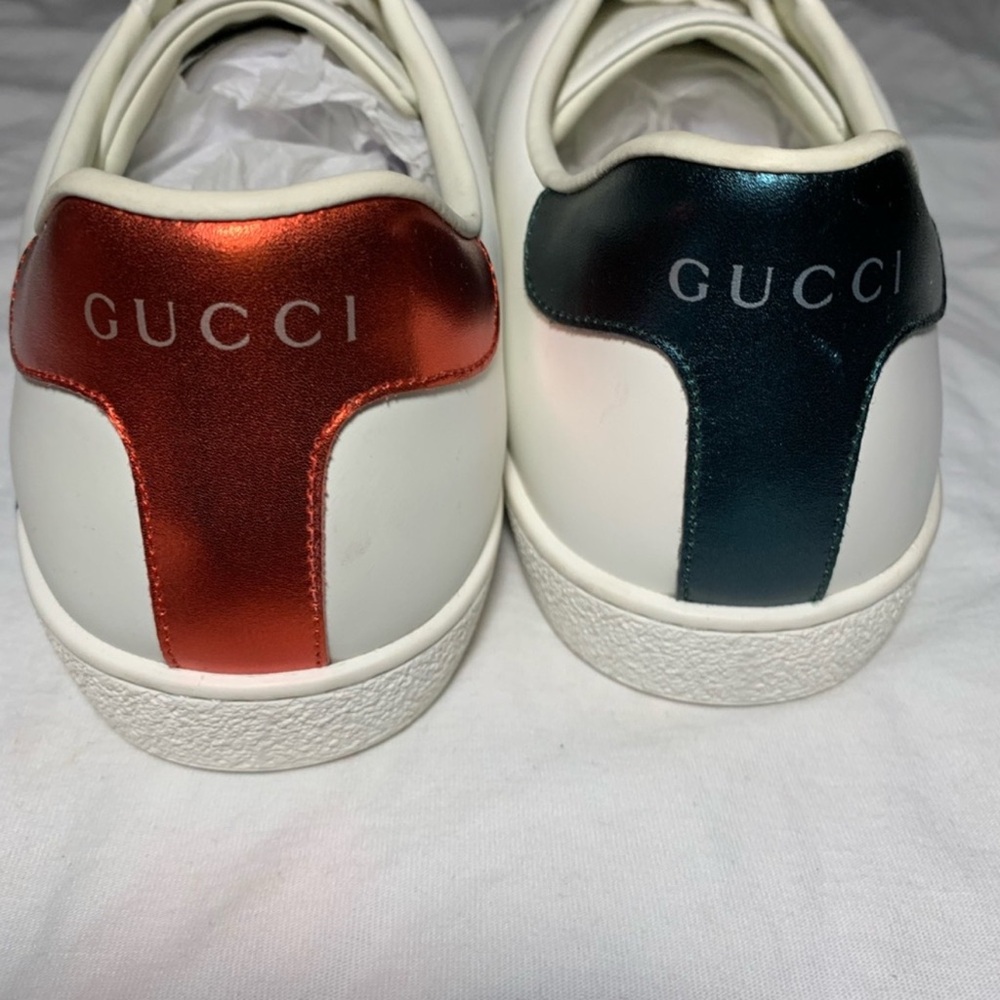 Gucci White Sneakers with Red and Green Accents